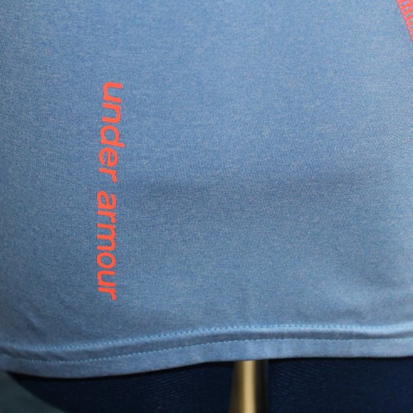 Under Armour ISO-Chill Heatgear V-Neck Blue Coral Fitted Short Sleeve Shirt ~S~ - Picture 8 of 10